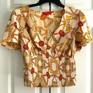 Guess Shirred Waist Top Sz M